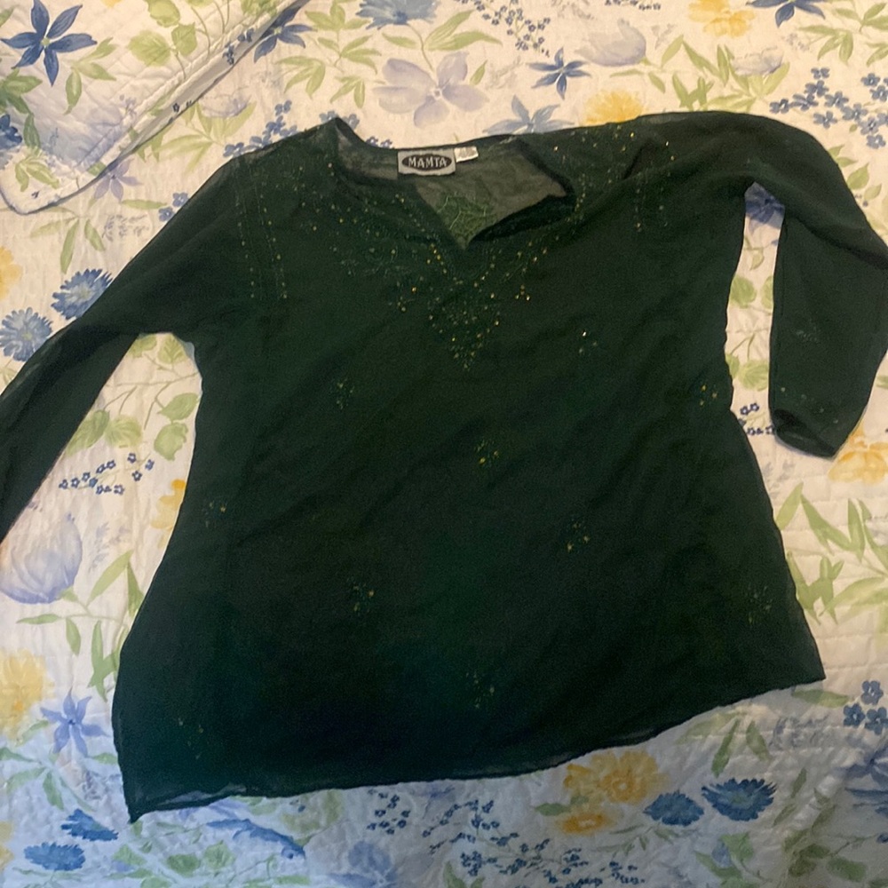 GREEN SHEER TOP SIZE L